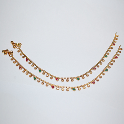 "1gm Fancy Stone Studded Anklets - MGR-1007 - Click here to View more details about this Product